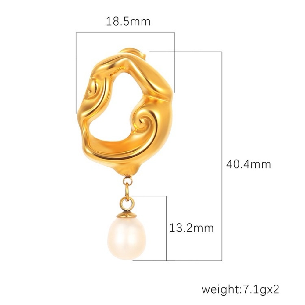 18K Gold Plated Irregular Shape Earrings*Vintage Earrings*Pearl Earrings*ML - Picture 9 of 9